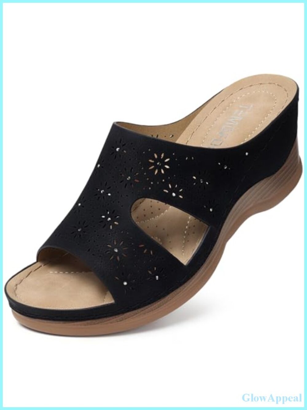 TEMOFON Women's Low Wedge Sandals 2.6" Arch Support Lightweight Summer Shoes